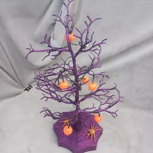 Avon Decor 2012 Sparkling Halloween Tree Fiber Optic Purple Light Glitter 18.5" - Picture 1 of 13