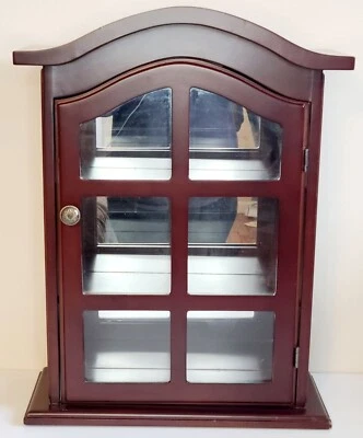 Armario Curio Independiente Madera de Cerezo Acabado Caoba con Paneles de Vidrio y Espejo Foto 1 de 4