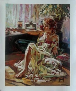 Sebastia Boada In the Bedroom Hand Signed Giclee on Canvas Art - Picture 1 of 2