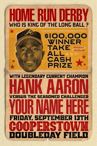 YOUR NAME on a Home Run derby poster VS Hank Aaron - personalized & cool Cover