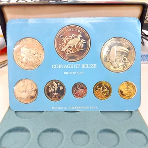 1975 Coinage of Belize Proof Set Franklin Mint 8 Coin Set - Picture 1 of 9