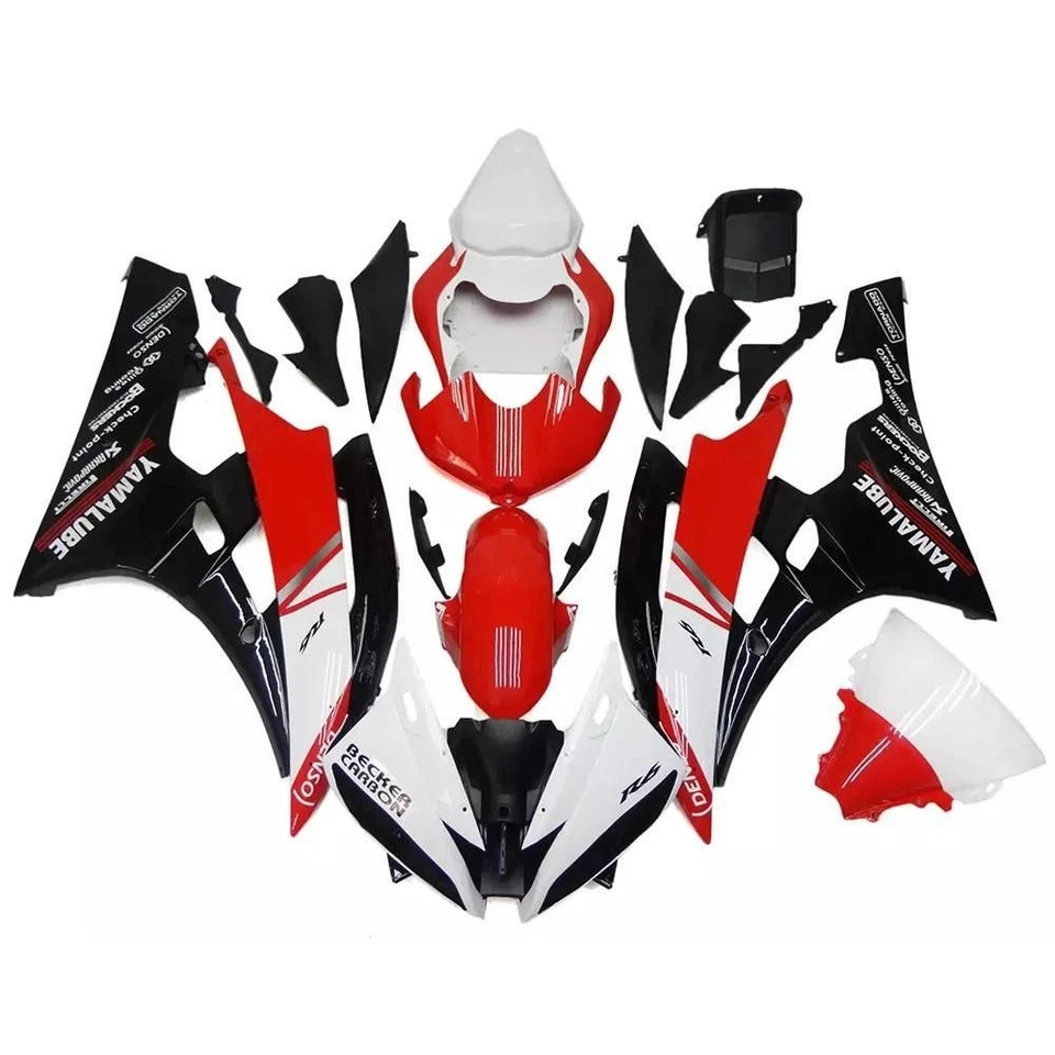 Kit de carenado rojo blanco negro stock de EE. UU. apto para Yamaha 2006 2007 YZF-600 R6 Foto 1 de 1
