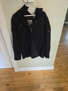 Very Nice Levi Strauss And Company Black Jacket With Hood Very Neat Jacket Large - Picture 1 of 7