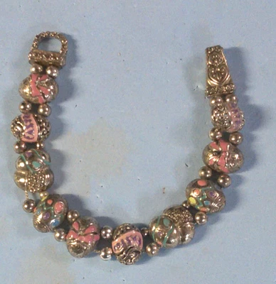 Easter Egg Slider Bracelet- Silver Tone & Pastel Enamel Bracelet - Image 1 of 4