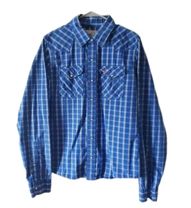 HOLLISTER PEARL SNAP BUTTON-UP SHIRT Blue Check Plaid Mens S Casual Cowboy Rodeo - Picture 1 of 6