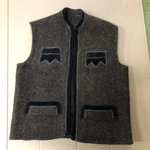 Charcoal Gray Swiss/German Wool Work Vest Small Standard Read Vtg - Picture 1 of 10