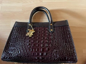 Luxeriöse damen-Handtasche /Umhängetasche braun Kroko-Muster - Bild 1 von 5