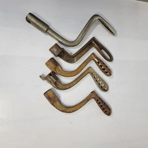 Lot of 5 Vintage Stove Grate Shakers, Rusty Cast Iron, Steel - Picture 1 of 8