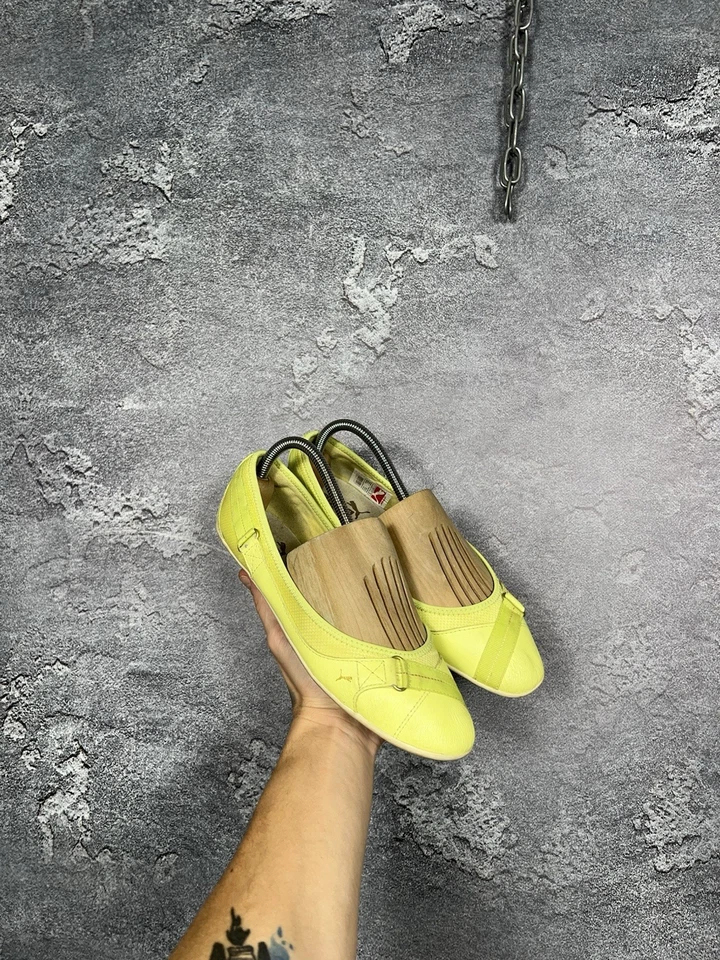 Vintage Hype Y2k Puma Leather Yellow Flats Ballets Shoes - Image 1 of 4