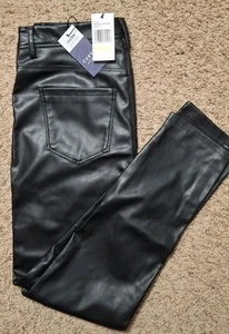 Curve Appeal Damen Hose Veganes Leder Schwarz Größe 4 Polyurethan Preppy Neu mit Etikett - Bild 1 von 11