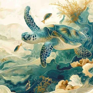 Azulejo decorativo y acento de tortuga marina Steve Hunziker arte submarino OB-SH1854AT2 - Imagen 1 de 2