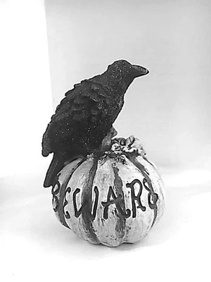 Halloween Indoor Decor - Rave Beware Pumpkin - Black and Gray - Image 1 of 2