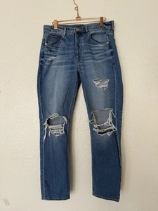 American Eagle Damenjeans Größe 6 blau Tom Girl abgenutzt Baumwolle Knopfleiste - Bild 1 von 11