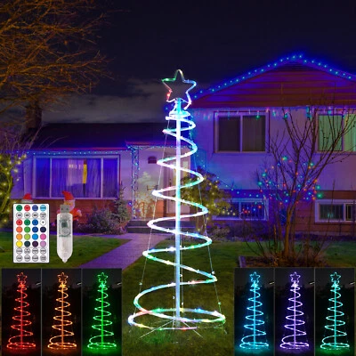 6ft Outdoor Christmas Tree Yard Decorations 16 Color Spiral Led Lighted Tree