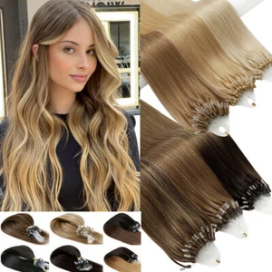 300 Strähnen Microring Loop 100% Remy Echthaar Micro Ring Haarverlängerung DICK - Bild 1 von 34