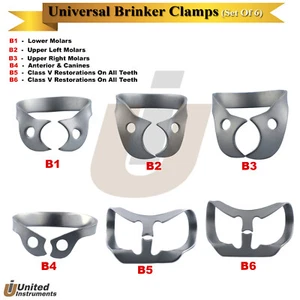 Dental Rubber Dam Brinker Clamps Universal Tissue Retractors Bicuspids Premolar - Picture 1 of 7