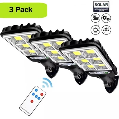 3PCS Outdoor Solar Wall Light LED Motion Sensor Bright Flood Street Lamp 3 Modes - Image 1 of 4