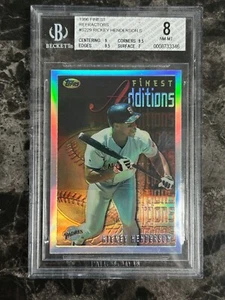 1996 Topps Finest Rickey Henderson argento rifrattore BGS 8 #229 auto bellissima - Foto 1 di 2
