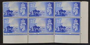 GB KGVI 1948 ERROR! "Broken Wheel" on 2 1/2d Channel Islands block. Error is MUH - Picture 1 of 5