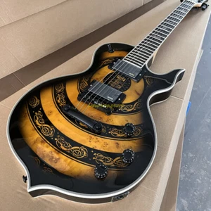 Customized Zakk Wylde Burl Top Odin Grail Electric Guitar Black Dragon Bullseye - Picture 1 of 6