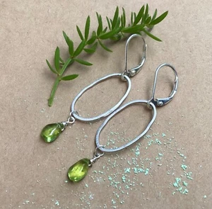 NEW natural peridot sundance charm handmade earrings artisan silver jewelry - Picture 1 of 7