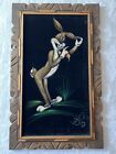 Bugs Bunny, Black Velvet Painting, Framed, Vintage, Signed