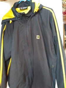 Chaqueta de Colección Wilson Para Hombres Grande Negra Amarilla Sudadera con Capucha Bolsillos con Cremallera Exterior Hombres - Imagen 1 de 8