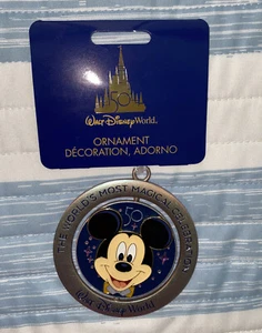 Disney World 50th Anniversary 4 Parks Spinner Double Sided Metal Ornament +Bonus - Picture 1 of 5