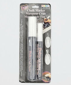 Uchida Bistro Chalk Marker 2pc Set 3mm Fine Tip And Chisel Tip, White