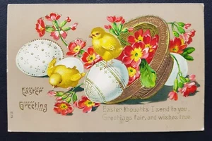 1909 Easter Postcard - Embossed with Gilt - The 'Falcon' Series, Giesen Bros - Picture 1 of 3