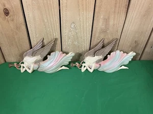 VINTAGE SHABBY CHIC ARCH ANGEL ALUMINUM WALL HANGING SET !! - Picture 1 of 14