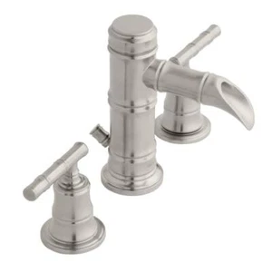 Glacier Bay Widespread Bath Faucet 2Handle Bamboo Metal Brushed Nickel Low Arc - Picture 1 of 5