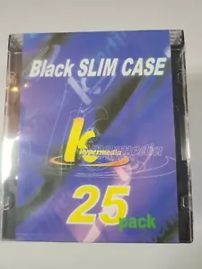 Black Slim CD/DVD Cases - Pack of 25 With Clear Plastic Cover NEW SEALED - Picture 1 of 4