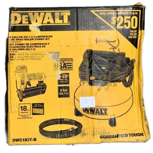 Compresor de aire de 6 galones DEWALT DWC1KIT-B y kit combinado de clavos Brad de 18-Ga 2 pulgadas - Imagen 1 de 4
