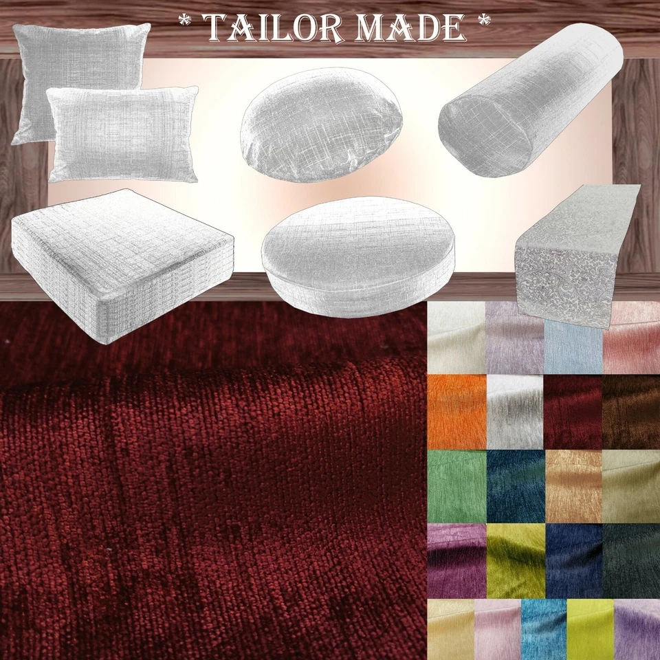 Wn08 Dark Red Chenille  Sofa Seat Patio Bench Box Cushion Bolster Cover/Runner - Image 1 of 4