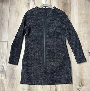 Talbots Petites Full Zip Long Cardigan Sweater Coat  Birdseye Black Size MP NEW - Picture 1 of 6
