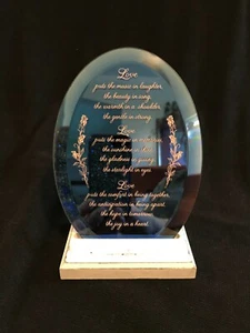 Espejo Azul Mensaje de Amor Ovalado Mesa Diseñador Decoración del Hogar Boda Aniversario - Imagen 1 de 6