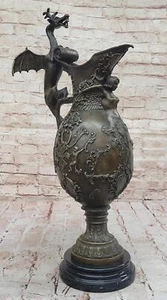 Ornate Bronze Dragon Pitcher with Gothic Details – Decorative Mythical Sculpture - Picture 1 of 10