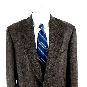 Pierre Cardin Wool Tweed 2 Button Sport Coat 42R Black Green Check Spec - Picture 1 of 10