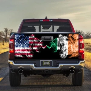 Smokey US / Irish Flag Tailgate Wrap Vinyl Graphic Decal Sticker New for Truck - Picture 1 of 6