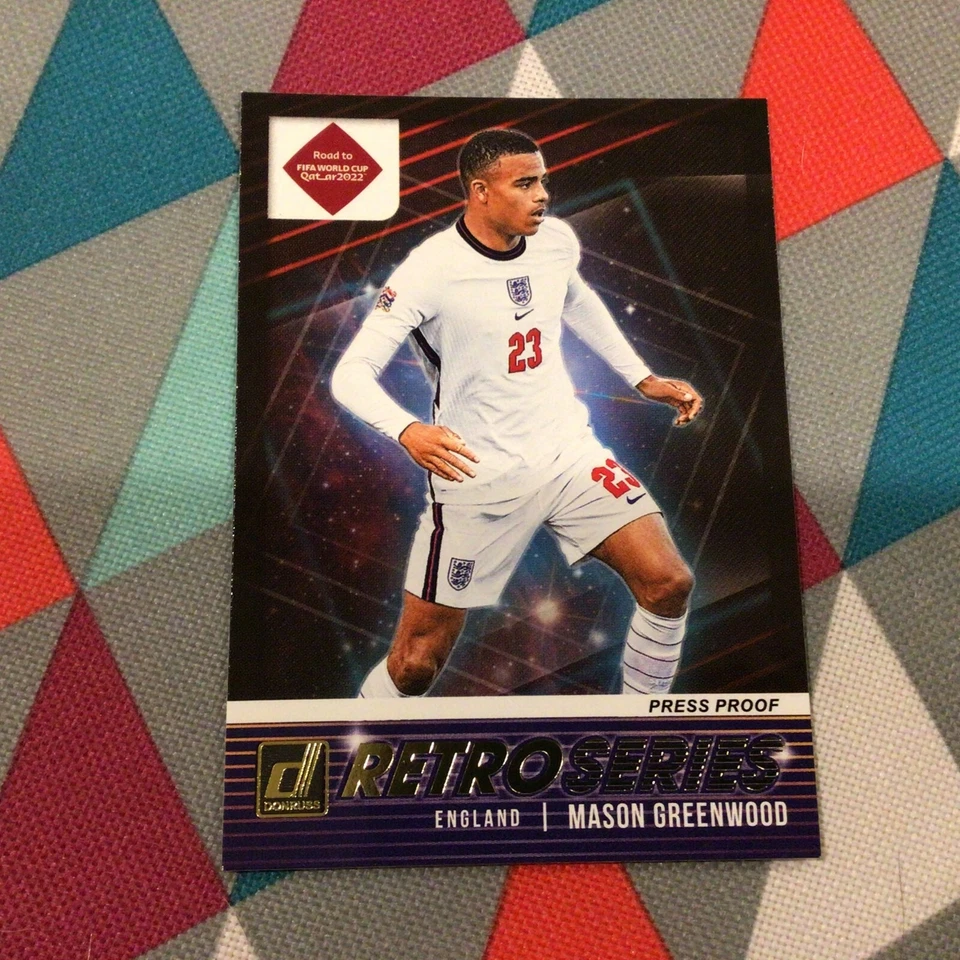 2021-22 Donruss Qatar Press proof gold Retro Series Mason Greenwood #17 England - Image 1 of 1