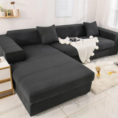 L-shape 1-4 Seater Stretch Sofa Covers Sectional Couch Cover Slipcover Protector - Image 1 of 4