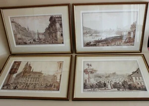 4 tableaux cadres Illustrations anciennes Prague - Vincenc Morstadt - 44 x 32 cm - Picture 1 of 8