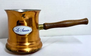 Vintage Copper Teleflora LE SAUCIER Sauce Warmer with Wood Handle, 5" tall - Picture 1 of 7