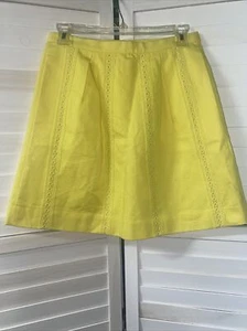 J. CREW Yellow Spring Summer Lace Embroidered Cotton Pocket Short Skirt Size 0 - Picture 1 of 6