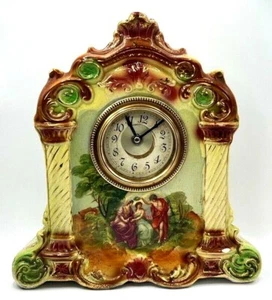 Antique Victorian.. Hand Painted.. Hand Painted Picture Clock, Battery Operated - Picture 1 of 9
