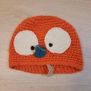 NEW Show Bird Crochet Orange Bird 100% Alpaca Outdoor Warm Cute Unisex Kids Hat - Picture 1 of 5