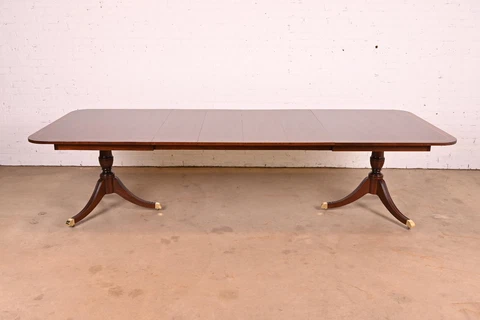 Kindel Furniture Georgian Mahogany Double Pedestal Extension Dining Table Cover