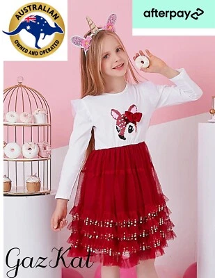 Девочек ясельного возраста Рождество Новый год вечеринки принцесса единорог блестки TuTu платье - Изображение 1 из 3