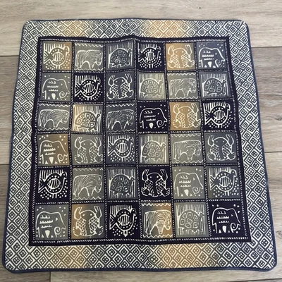 Kudhinda Zinbabwe Pillow Cover African Tribal Animal 15" Square Cotton Blue Gray - Image 1 of 4